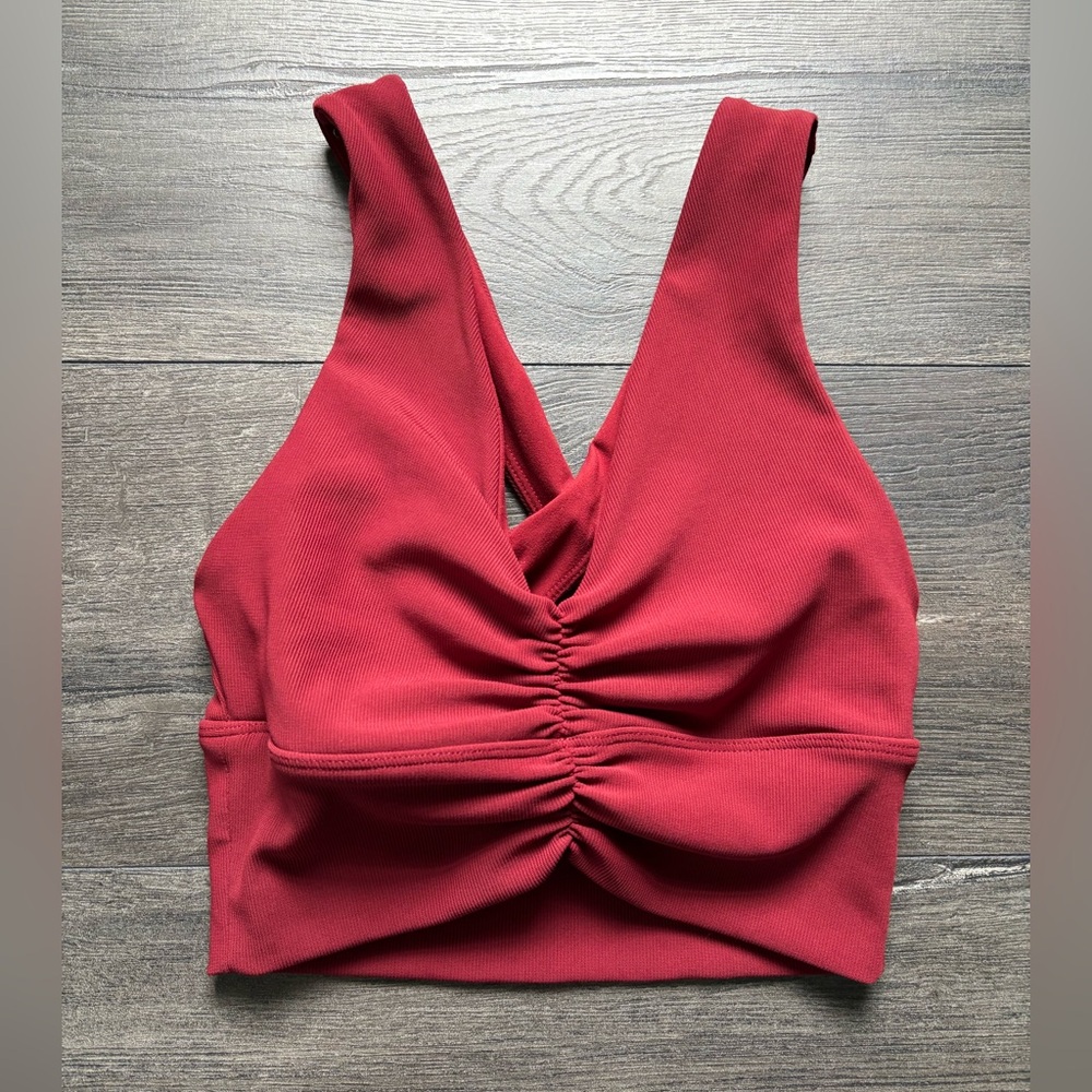 TLF Take Life Further Sports Bra Reddish Brown Ribbed Criss Cross Back Size S